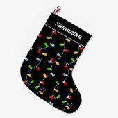 Zwarte Kerstverlichting als Cadeau Grote Kerstsok (Voorkant (Hangend))