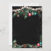 Zwarte kerstverlichting dennentak sneeuw bruiloft kaart (Achterkant)