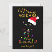 Zwarte Kerstverlichting Katten Kerstmis Meowy Void Feestdagenkaart (Voorkant)