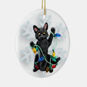 Zwarte kerstversiering keramisch ornament (Rechts)