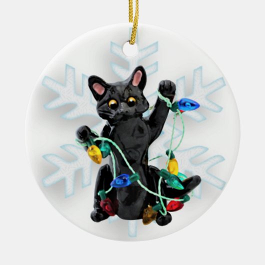 Zwarte kerstversiering keramisch ornament (Voorkant)
