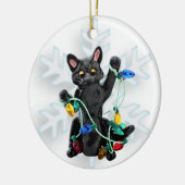 Zwarte kerstversiering keramisch ornament (Links)