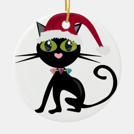 Zwarte kerstversiering keramisch ornament (Voorkant)