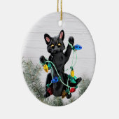 Zwarte kerstversiering keramisch ornament (Rechts)