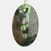 Zwarte kerstversiering met Beer Keramisch Ornament (Links)