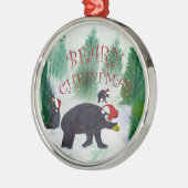 Zwarte kerstversiering met Beer Metalen Ornament (Links)