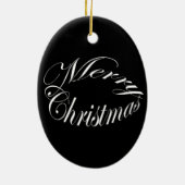 Zwarte kerstversiering met een kapotte kip keramisch ornament (Achterkant)