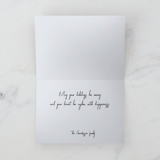  zwarte kerstversiering met lint feestdagen kaart (Binnen)