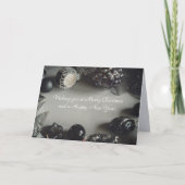 zwarte kerstversiering met lint feestdagen kaart (Voorkant)