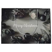  zwarte kerstversiering met lint groot cadeauzakje (Achterkant)