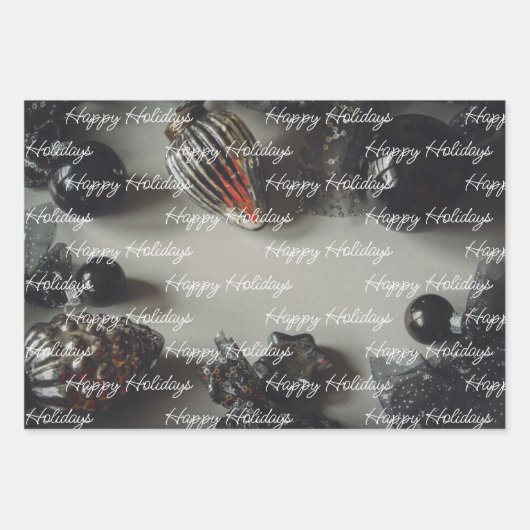  zwarte kerstversiering met lint inpakpapier vel (Voorkant 2)