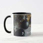 zwarte kerstversiering met lint mok (Links)