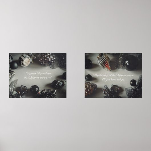  zwarte kerstversiering met lint muurkunst sets (Voorkant)