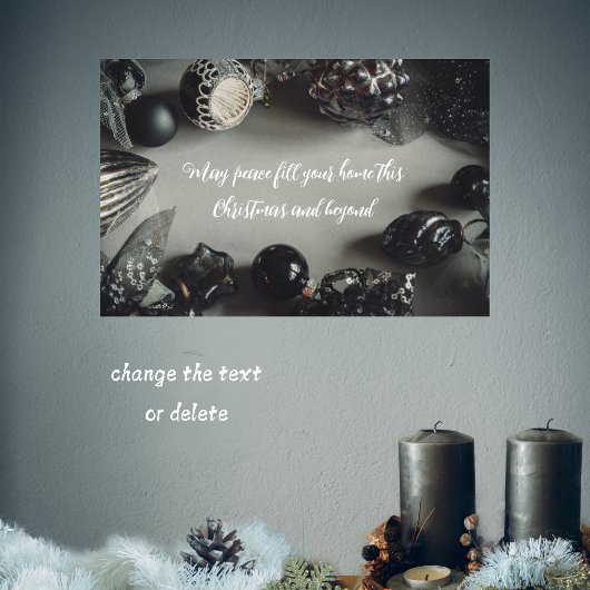 zwarte kerstversiering met lint poster