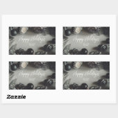 zwarte kerstversiering met lint rechthoekige sticker (Vel)