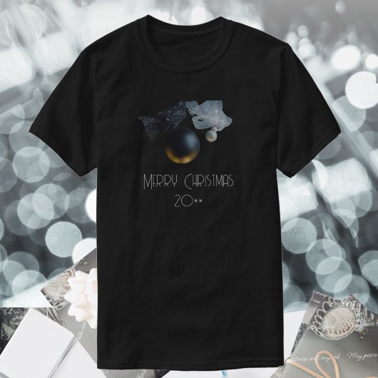  zwarte kerstversiering met lint t-shirt
