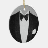 Zwarte kerstversiering met Stropdas Keramisch Ornament (Rechts)