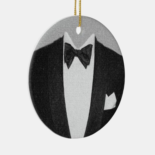 Zwarte kerstversiering met Stropdas Keramisch Ornament (Rechts)