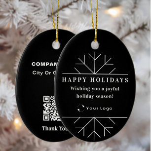 Zwarte Kerstzaken Logo QR-code Chic Keramisch Ornament