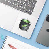 Zwarte Ketel Groen Borrelend Sticker (Laptop met iPhone)
