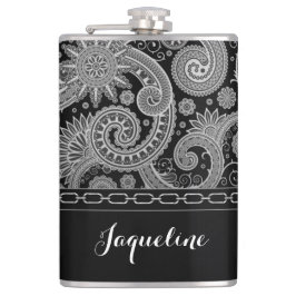 Zwarte keten Paisley Heupfles