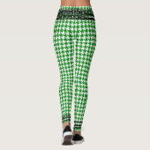 Zwarte Keten Trim Kelly Green White Houndstooth Leggings (Achterkant)