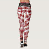 Zwarte Keten Trim Red White Houndstooth Leggings (Achterkant)