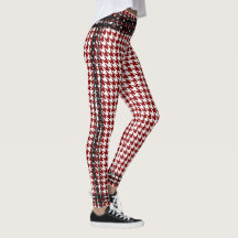 Zwarte Keten Trim Red White Houndstooth