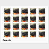 zwarte keuken met rode ventilatorbak vierkante sticker (Vel)