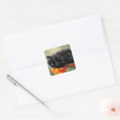 zwarte keuken met rode ventilatorbak vierkante sticker (Envelop)