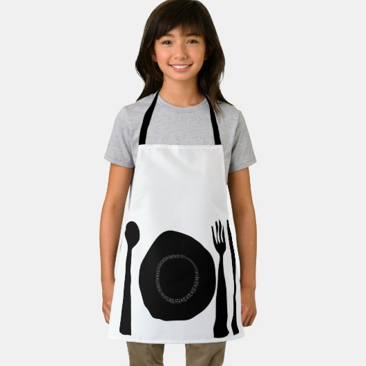 Zwarte keukenartikelen schort (Insitu)