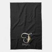 Zwarte keukendoek met monogram Huis geschenk Theedoek (Verticaal)