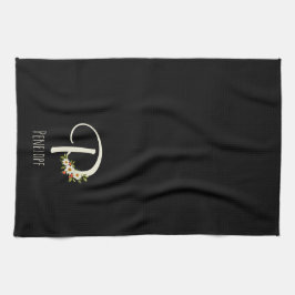 Zwarte keukendoek met monogram Huis geschenk Theedoek