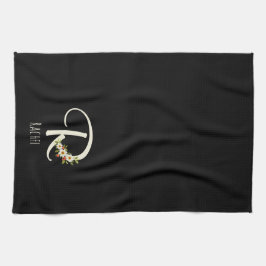 Zwarte keukendoek met monogram Huis geschenk Theedoek