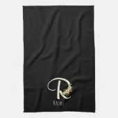 Zwarte keukendoek met monogram Huis geschenk Theedoek (Verticaal)