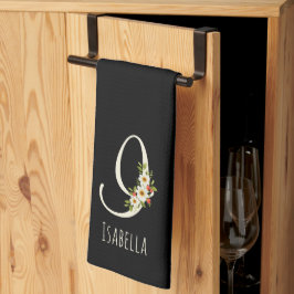 Zwarte keukendoek met monogram Huis geschenk Theedoek