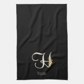Zwarte keukendoek met monogram Huis geschenk Theedoek (Verticaal)