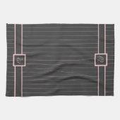 Zwarte Keukenhanddoek met Roze Strepen (Horizontaal)