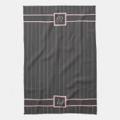 Zwarte Keukenhanddoek met Roze Strepen (Verticaal)