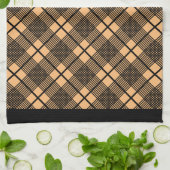 Zwarte keukenhanddoek met taupe horizontale ruiten (Gevouwen)