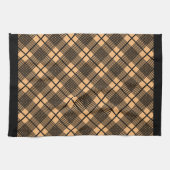 Zwarte keukenhanddoek met taupe horizontale ruiten (Horizontaal)