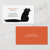 Zwarte keukenkat met lange staart visitekaartje (Voorkant / Achterkant)