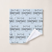 Zwarte keukenset voor kattengezicht bad handdoek (Wasdoekje)