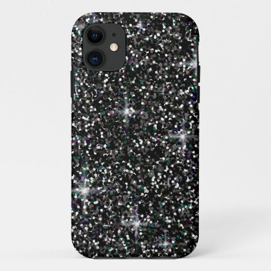 Zwarte kiezelglitter Case-Mate iPhone case (Achterkant)