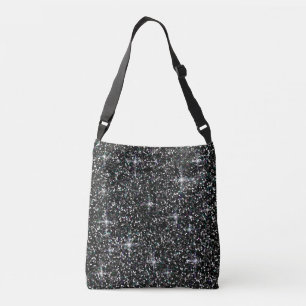 Zwarte kiezelglitter crossbody tas