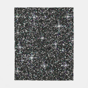 Zwarte kiezelglitter fleece deken