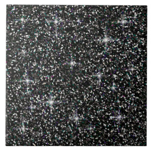 Zwarte kiezelglitter tegeltje