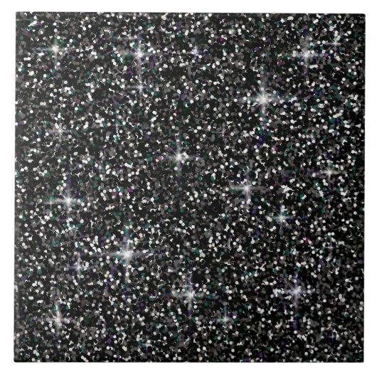 Zwarte kiezelglitter tegeltje (Voorkant)