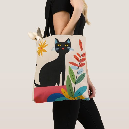 Zwarte Kiity Kat Tote Bag (Dichtbij)