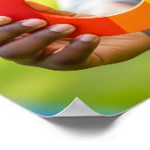 Zwarte Kind Jongen met regenboog oneindig symbool Poster (Hoek)